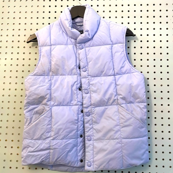 Lands End Women’s Down Filled Sleeveless Vest Light Blue Snap Close Side Pockets - Picture 1 of 9